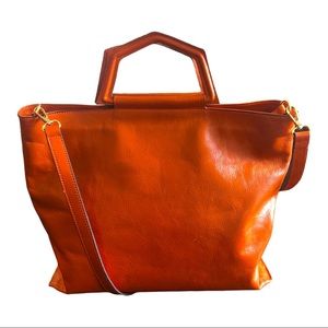 Anna Paola Bonnie Italian Leather Tote Convertible Crossbody Handbag UNWORN